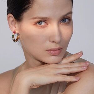 18K Gold Plated *Bohemia Natural Stone* Hoop Earrings